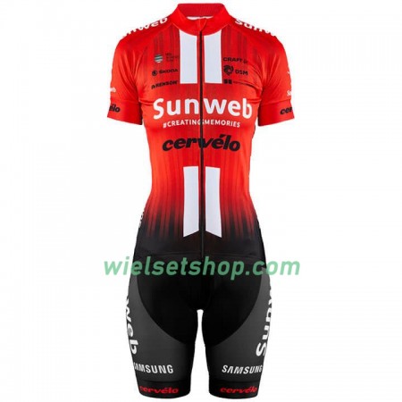 Fietskleding Dames (Fietsshirt + Korte Koersbroek) 2019 Team Sunweb N001